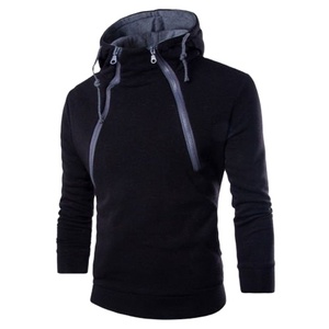 Sweat-shirts à col zippé pour hommes, personnalisés, automne, haute qualité, polyester/coton, gaufré 3D, teint uni - Product Image 1
