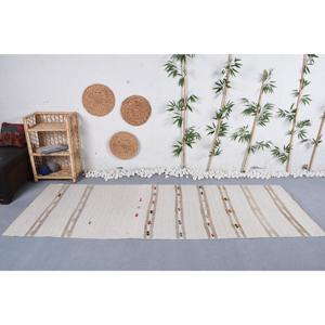 พรมขนาด 3.2x9.1 ฟุต, พรมตุรกีโบราณ, พรมขนสัตว์สีเบจลายอิคัต - Product Image 2