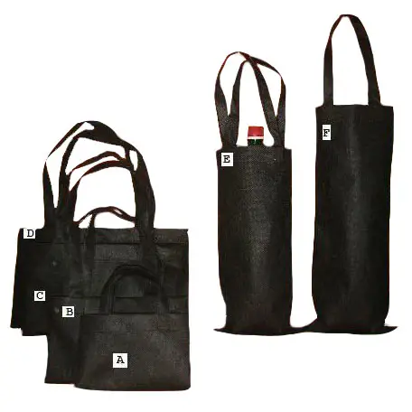 खरीदारी उपहार विज्ञापन के लिए पुनः प्रयोज्य ब्लैक रंग स्वयं हल्के वजन पीपी गैर बुना बैग बैग
