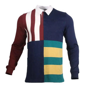Vente en gros de chemises de rugby pour hommes en coton biologique 100%, toile solide, respirante, manches longues, impression numérique - Product Image 3