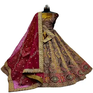 Высококачественная Многоцветная сетка для невесты Lehenga Choli с двойной Dupatta для свадьбы, лидер продаж, Lahnga Choli, Купить по лучшей цене 2023