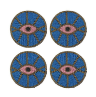 Sous-verres brodés de perles de rocaille en vrac, prix d'usine, sous-verres modernes brodés de perles faits à la main en Inde, tendance et lumineux