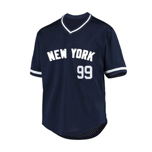 Maillot de baseball pour homme New York # T-shirt de baseball brodé 99, coupe ample, respirant, col en V, manches courtes, style rétro, vêtements de sport en maille - Product Image 1