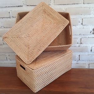 Boîte en rotin avec couvercle, boîte de rangement artisanale, écologique, naturelle, décoration intérieure et extérieure, vente en gros du Vietnam - Product Image 1