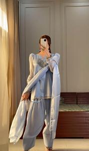 Độc Quyền Phụ Nữ Truyền Thống Ưa Thích Ấn Độ Pakistan Salwar Phù Hợp Với Phong Cách Áo Choàng Dài Ren 100% Lụa Hoa Mô Hình Ấn Độ - Product Image 3