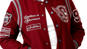 Chaqueta universitaria unisex | Bomber clásico Letterman con cuerpo de lana y mangas de poliéster | Ropa de abrigo personalizada de invierno con cuello levantado - Product Image 5