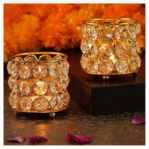 Cylinder Crystal <b>Candle</b> Tealight <b>Holders</b> Metal Candlesticks for Home Hotel Coffee Shop Bar Table Centerpieces Decoration - Product Image 2