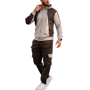 ชุดวอร์มคาร์โก้มีฮู้ดสำหรับผู้ชายเสื้อแจ็คเก็ตและกางเกงวิ่งแบบมีซิปเครื่องแต่งกายแนวสตรีทลำลองแฟชั่นอบอุ่นสำหรับฤดูหนาว - Product Image 1