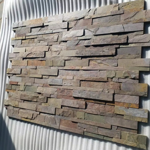 Panneaux de placage d'ardoise multicolores Kund indien pour revêtement mural d'hôtel-Pierre de revêtement mural empilable de grand livre carré à surface divisée - Product Image 1