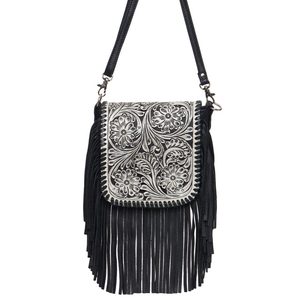 Bolso bandolera con flecos de piel de vaca de cuero genuino hecho a mano estilo bohemio occidental patrón único llevar Sling Bags conjunto de artículos - Product Image 2