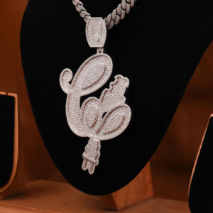 Colgante de diamante cultivado en laboratorio hecho a mano con forma personalizada, estilo Hip Hop, letras cursivas, nombre para joyería corporal de fiesta, plata 925 - Product Image 2