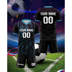 Vente en gros de maillots de football américain pour adultes Tops Coupe automatisée avec un design cool Maillot de football léger, respirant en noir - Product Image 2