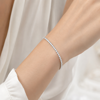 Bracelet tennis en argent sterling 925, chaîne à griffes de 2 mm, 15+5 cm, 3,79 g, réglable, bijoux pour femmes avec fermoir en forme de larme