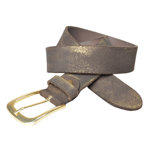 Ceinture en cuir véritable avec impression de créateur de longueur personnalisée Boucle en laiton perforé OEB en zinc Poinçonnage de feuille de mode d'affaires fabriqué à la main - Product Image 1