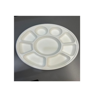 Assiette jetable en bagasse biodégradable GNE-9CP de luxe à 9 compartiments, design divisé pour - Product Image 1