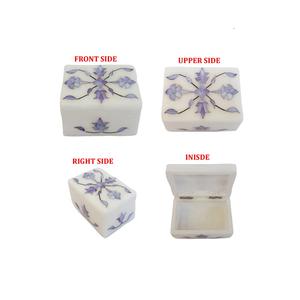 Última producción hecha en la India Producto de características duraderas Cajas de almacenamiento de diseño de incrustaciones de madreperla azul de mármol blanco - Product Image 1