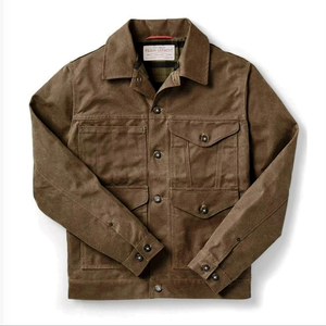Haute qualité 100% coton sergé hommes surchemise veste Logo personnalisé broderie manches longues léger OEM Logo personnalisé saison d'hiver - Product Image 1
