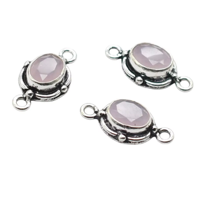 แผ่นเงินโบราณพลอยโรสควอตซ์แบบห่วงคู่เชื่อมต่อ20X10mm เครื่องประดับ NC132การค้นหาเสน่ห์ - Product Image 1