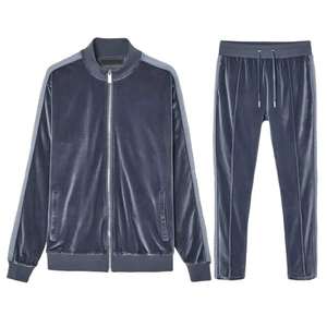 Conjunto Deportivo de Terciopelo Ecológico de Última Moda, Talla Grande, con Logotipo Personalizado, 100% Algodón, para Hombre, 2 Piezas, Estilo Jogger, Ropa Deportiva Informal - Product Image 4