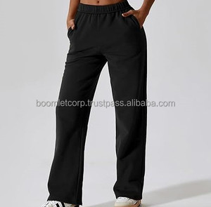Direct Factory Women's Winter High Quality Breathable Quick Dry Polyester/Cotton Loose Flared Elastic Waist Baggy Jogger <b>Trouser</b> - Product Image 1