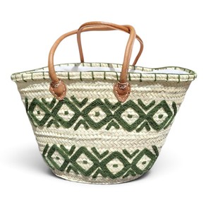 Bolso Tote de Paja Tejida Impermeable para Mujer, con Dos Asas de Cuero, Diseño Geométrico, para Uso Diario y Viajes, con Forro para Todas las Estaciones - Product Image 1