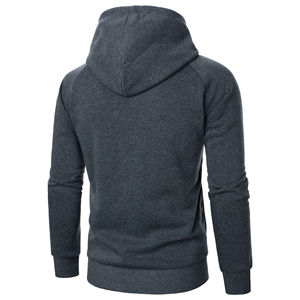 Manteau à capuche 100% coton pour hommes automne hiver avec manches longues et fermeture à glissière latérale conception sweat à capuche de couleur unie avec impression numérique - Product Image 4