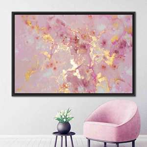 Toile d'art moderne en marbre doré - Décoration murale scintillante imprimée, 1P : encadré noir - Product Image 1