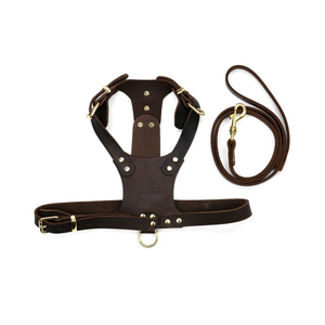 Arnés para perros recién llegado de marca en suministros para mascotas ajustables transpirables de alta calidad Arnés para perros con logotipo personalizado de cuero Pu OEM - Product Image 2