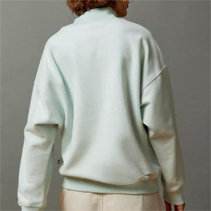 Professional Women's Casual Solid Mock Neck Long Sleeve <b>Fleece</b> Breathable Sweatshirt Custom Printing Front 100% Cotton 300g - Product Image 6