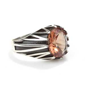Men's <b>925</b> Sterling <b>Silver</b> <b>Ring</b> <b>with</b> Oval Cut Zultanite Stone Zigzag Design Rhodium Plated for Everyday Wear Fine Jewelry - Product Image 3