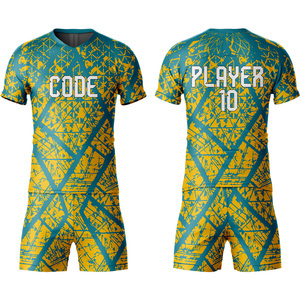 Ensemble de maillot de football respirant à impression personnalisée pour enfants et hommes vente en gros de vêtements de football à manches courtes Service OEM coupe automatisée - Product Image 4