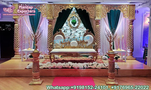 กรอบสีทองสำหรับงานแต่งงานในเอเชียที่สง่างามด้านหลังเป็นสีทองสำหรับตกแต่งเวที walima แผงไฟเบอร์แกะสลักแบบดั้งเดิมสำหรับงานแต่งงาน - Product Image 6