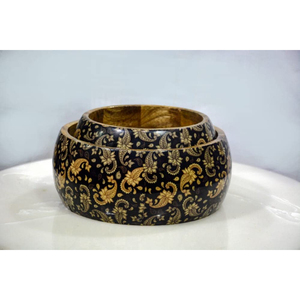 Juego de 2 cuencos de madera de forma redonda de diferentes tamaños y cuencos de comida de trabajo Meena, vajilla de último diseño, utensilios de cocina, cuencos de madera - Product Image 1