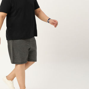 Jogger กีฬากางเกงขาสั้นผ้าฝ้ายผู้ชายกางเกงขาสั้นเหงื่อเอวยางยืดกระเป๋าขากางเกงขาสั้นขนแกะว่างเปล่า - Product Image 3