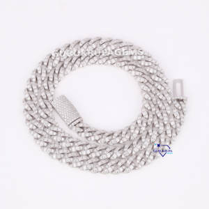 RTS Vente Chaude Passe Diamant Testeur En Argent Sterling 925 Deux Rangées Glacé Hip Hop VVS Moissanite Diamant Cubain Lien Chaîne - Product Image 4