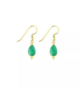 Turquoise Gemstone Fancy Shape Gold Vermeil 925 <b>Sterling</b> <b>Silver</b> Bezel Set <b>Dangling</b> <b>Earring</b> Stone Size 12x8mm <b>Silver</b> Drop <b>Earring</b> - Product Image 5