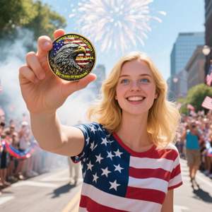 Moneta Commemorativa Personalizzata per Anniversario - <span class=keywords><strong>Aquila</strong></span> Americana e Simboli Patriottici da Collezione - Merchandise Americano per Celebrazioni - Product Image 6