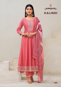 Premium moderne femmes ethnique tenue soie brodé Khatli Kurti ensemble bas Dupatta indien pakistanais vêtements fête en gros - Product Image 3