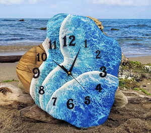 Reloj de pared de resina epoxi para restaurante y logotipo personalizado, decoración del hogar, reloj de pared de madera de resina de La India - Product Image 5