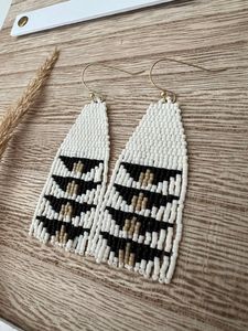 Clear White Crystal Flower Seed <b>Bead</b> <b>Fringe</b> Drop Earrings Long Tassel Earrings with Diamond and Pearl Trendy Style BY HF CRAFTS - Product Image 5