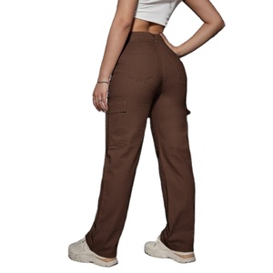Jeans Cargo de Mezclilla Estilo Retro con 6 Bolsillos, Cintura Alta, Corte Holgado, Transpirables, Ecológicos, para Verano y Otoño, 100% Algodón, Tallas 26-40 - Product Image 5