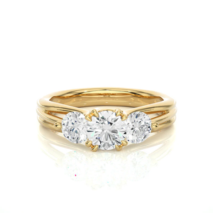 แหวนมอยส์ซาไนต์ทรงกลม 2 กะรัต ประดับด้วย 3 เม็ดในตัวเรือนโรสโกลด์ - Product Image 6