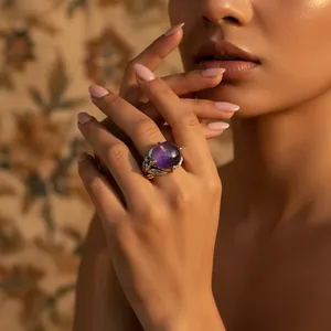 Anillo de Plata 925 con Amatista para Mujer, Joyería con Piedras Preciosas - Product Image 2