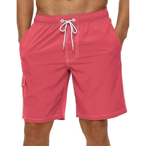 Shorts de sport décontractés pour hommes, taille mi-haute, respirants, séchage rapide, tissu peigné écologique, motif uni, fermeture à cordon, prix abordable - Product Image 1