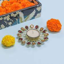 Decorative Brass Tealight <b>Candle</b> Holder Flower design Decorative item Christmas Home Decoration Antique Design - Product Image 5