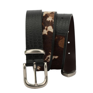 Ceinture unisexe en cuir de vache véritable avec poils, haut de gamme, motif unique, tendance streetwear, service OEM - Product Image 4