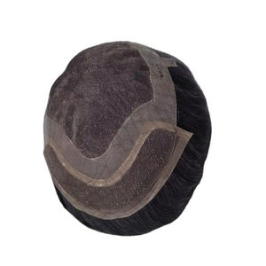 Perruque en cheveux humains à dentelle frontale mono, cheveux chinois vierges Remy, patchs de cheveux, lisses crépus, vague profonde, 1b+gris - Product Image 6