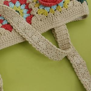 Women's <b>Sweet</b> Camellia Series Single Shoulder Hand-Woven Bag Handmade Grandmother Large Square for <b>Easter</b> Occasions Artificial - Product Image 3