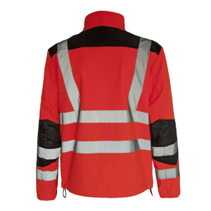 Chaqueta de Trabajo Reflectante de Alta Visibilidad para Hombre, Uniforme de Seguridad Rojo de Poliéster con Rayas y Detalles Negros - Product Image 6