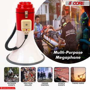 Mégaphone professionnel 5 cœurs 60W avec cornet de signalisation, portée de 1200 yards, sirène puissante et amplificateur vocal - Product Image 4